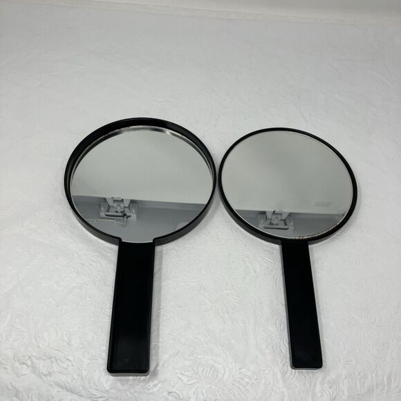 VTG Otagiri Nesting Double Hand Mirror Handles Black Lacquer 11” Diameter Japan - Picture 2 of 10